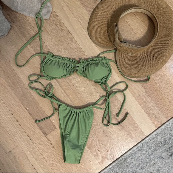 Cider Ruffle String Halter Bikini Set - Picture 2 of 5